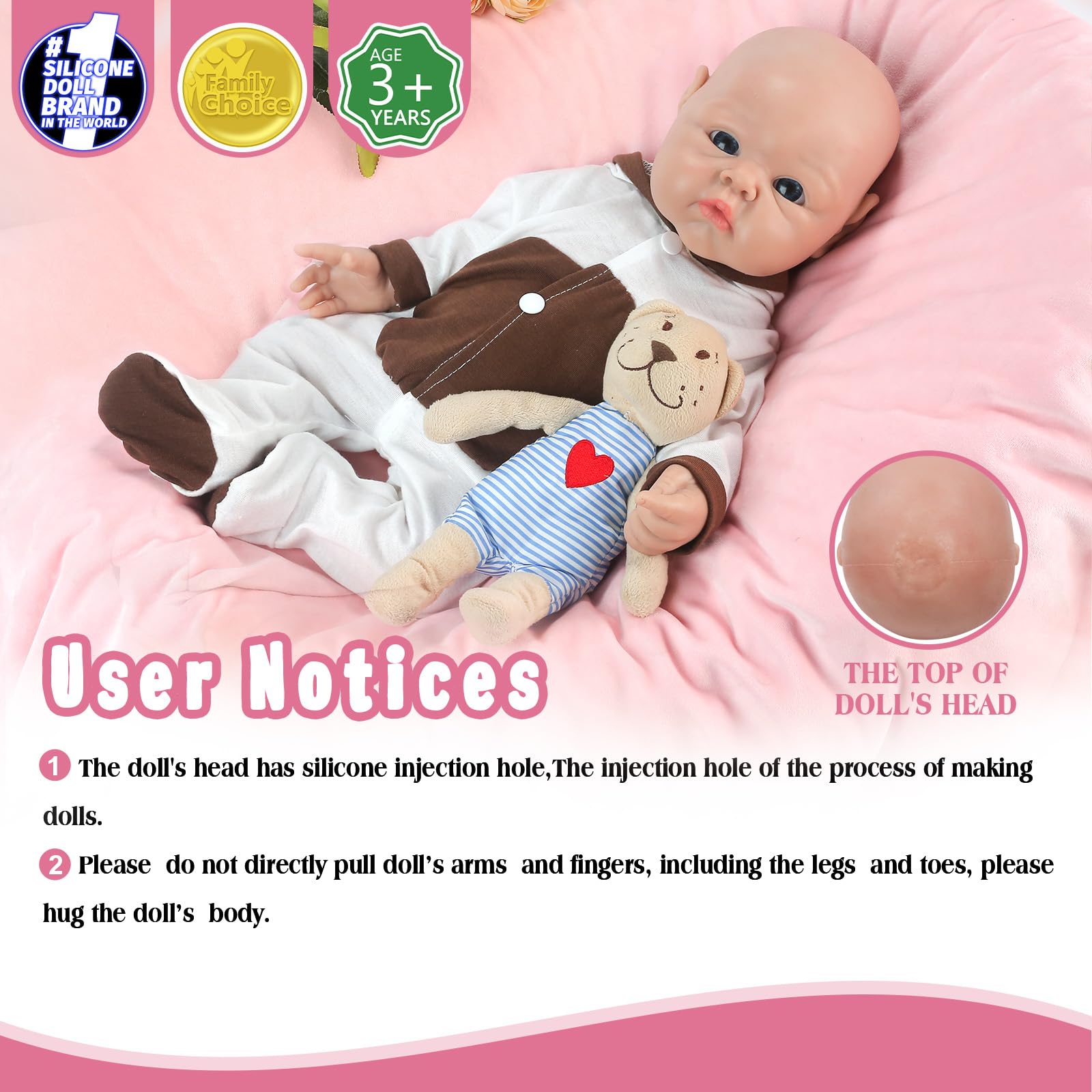 Vollence Bambola Neonata 48cm in Silicone, Non Bambola in Vinile, Neonata Realistica, Regalo Antistress - Ragazza