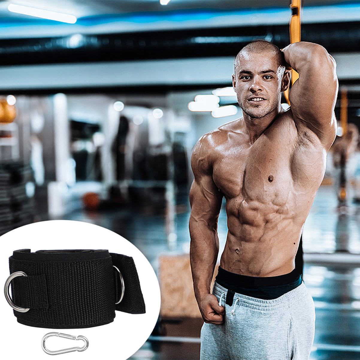 Cinghie Fitness per Coscia 2 Pezzi in Nylon Nero per Esercizio