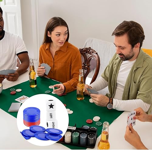 Miniatura 6 de Ouligay Juego de dados de centro izquierdo y derecho, juego de dados LRC con 3 dados y 40 dados de fichas de colores para centro izquierdo y