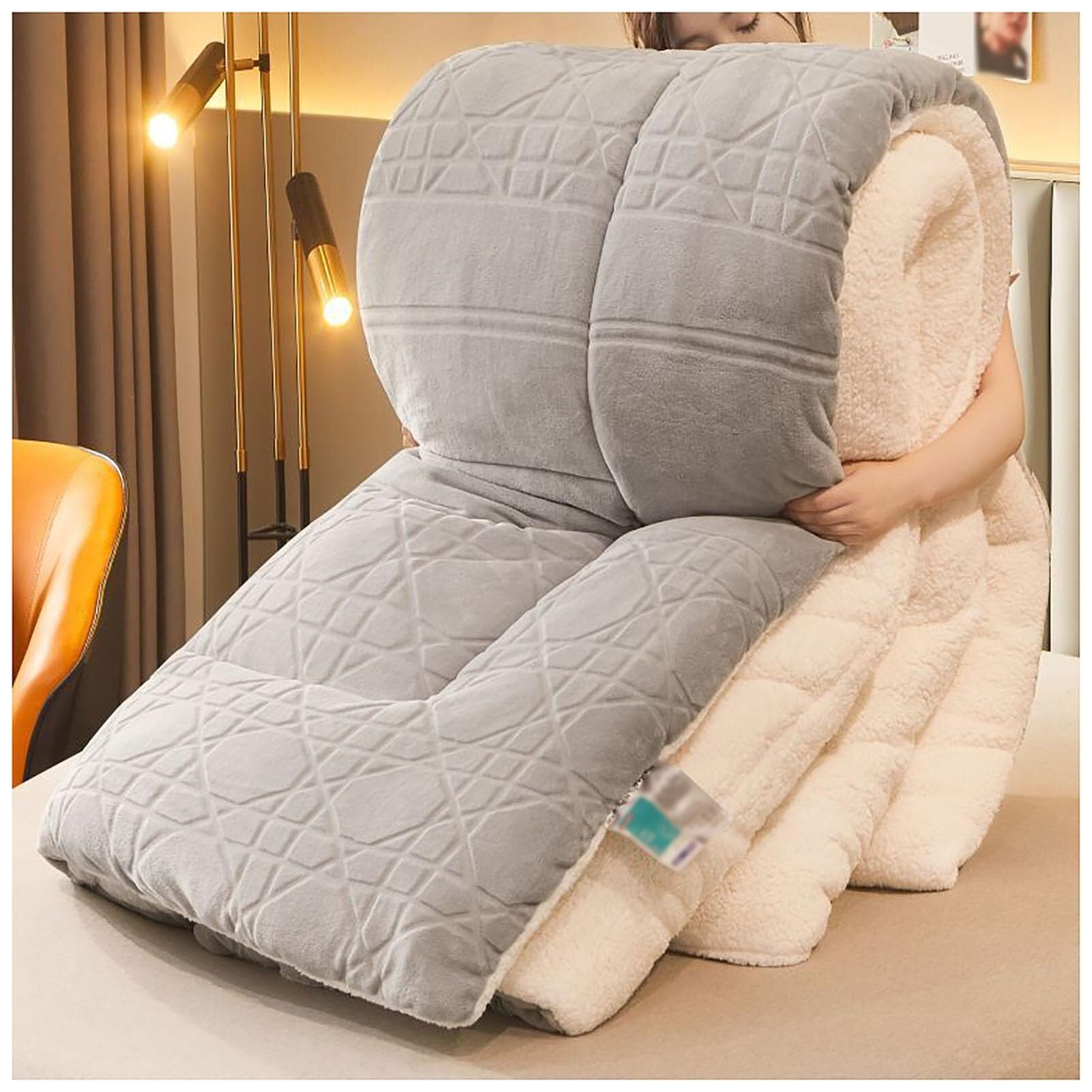 Super Warm Lamb Quilt Winter Blanket Thicken Winter Duvet Double-Sided Velvet Quilt Heavy Weight Bed Blanket(Color5,200x230cm(3kg))