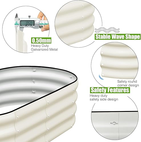 Miniatura 2 de SnugNiture Jardinera elevada galvanizada para exteriores, 2 piezas de 4 x 2 x 1 pies, maceta ovalada de metal para plantar plantas, verduras, color