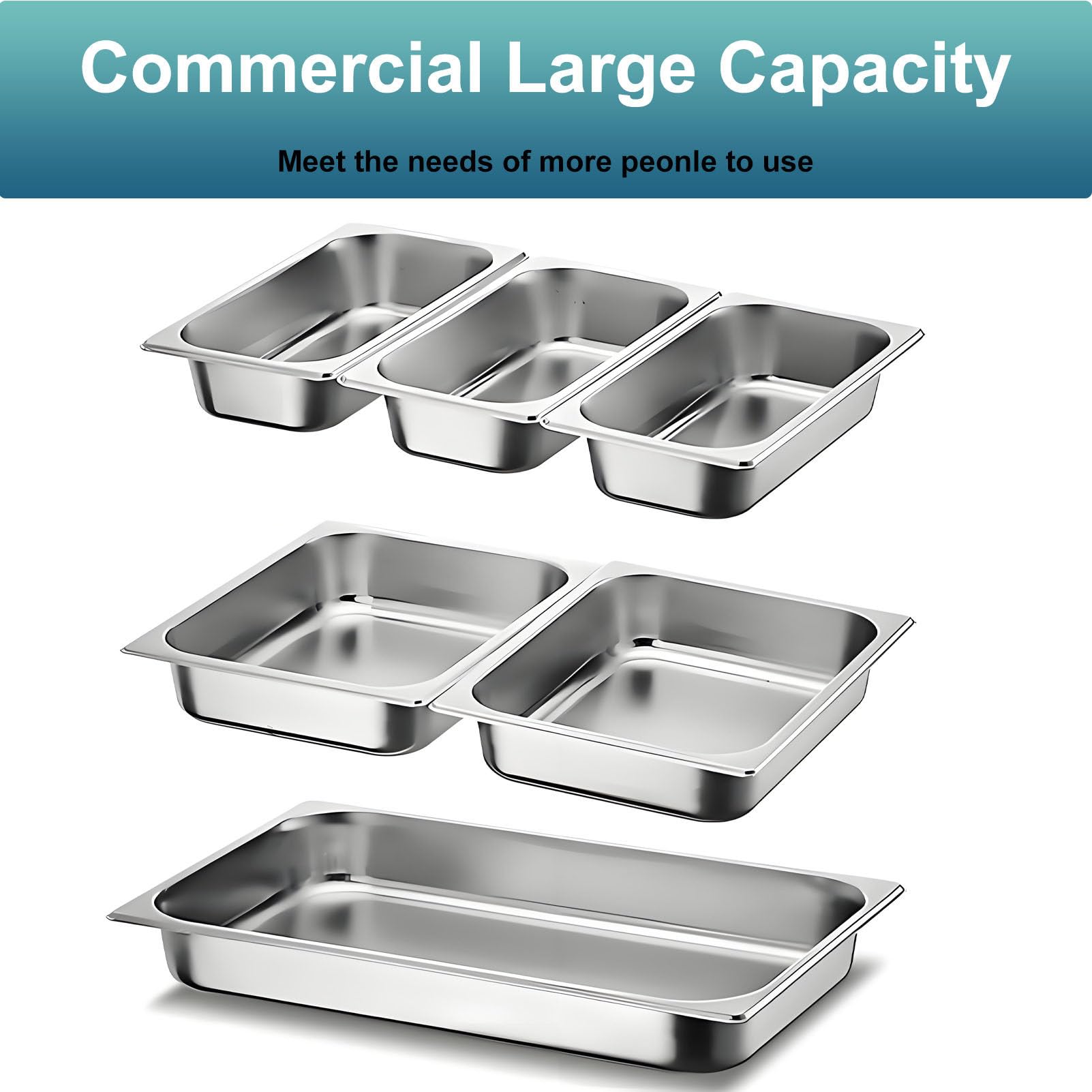 Elektryczny podgrzewacz do potraw Chafing Dish 9L, podgrzewacz do potraw ze stali nierdzewnej o mocy 600 W z regulacją temperatury do cateringu, wesel, restauracji i rozrywki 1Slot