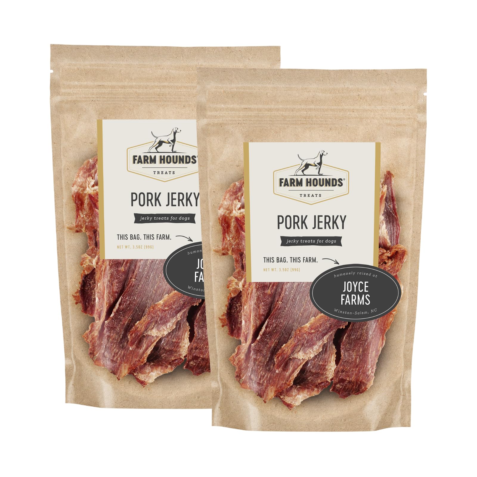 Farm Hounds - Premium Natural Pork Jerky for Dogs - Made from 100% Humanely Raised Pork - Break-to-Size - Great for Training & Treats - No Added