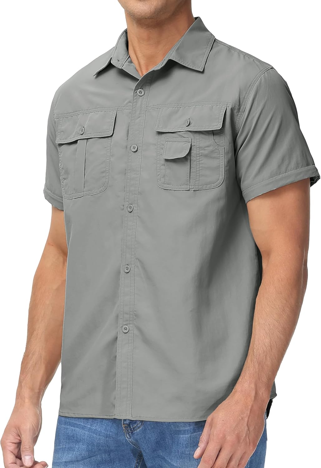 TACVASEN Men's Convertible Long Sleeve Fishing Shirts Lightweight Quick Dry Button Up Tactical Sun Shirts for Safari Hiking - Image 2