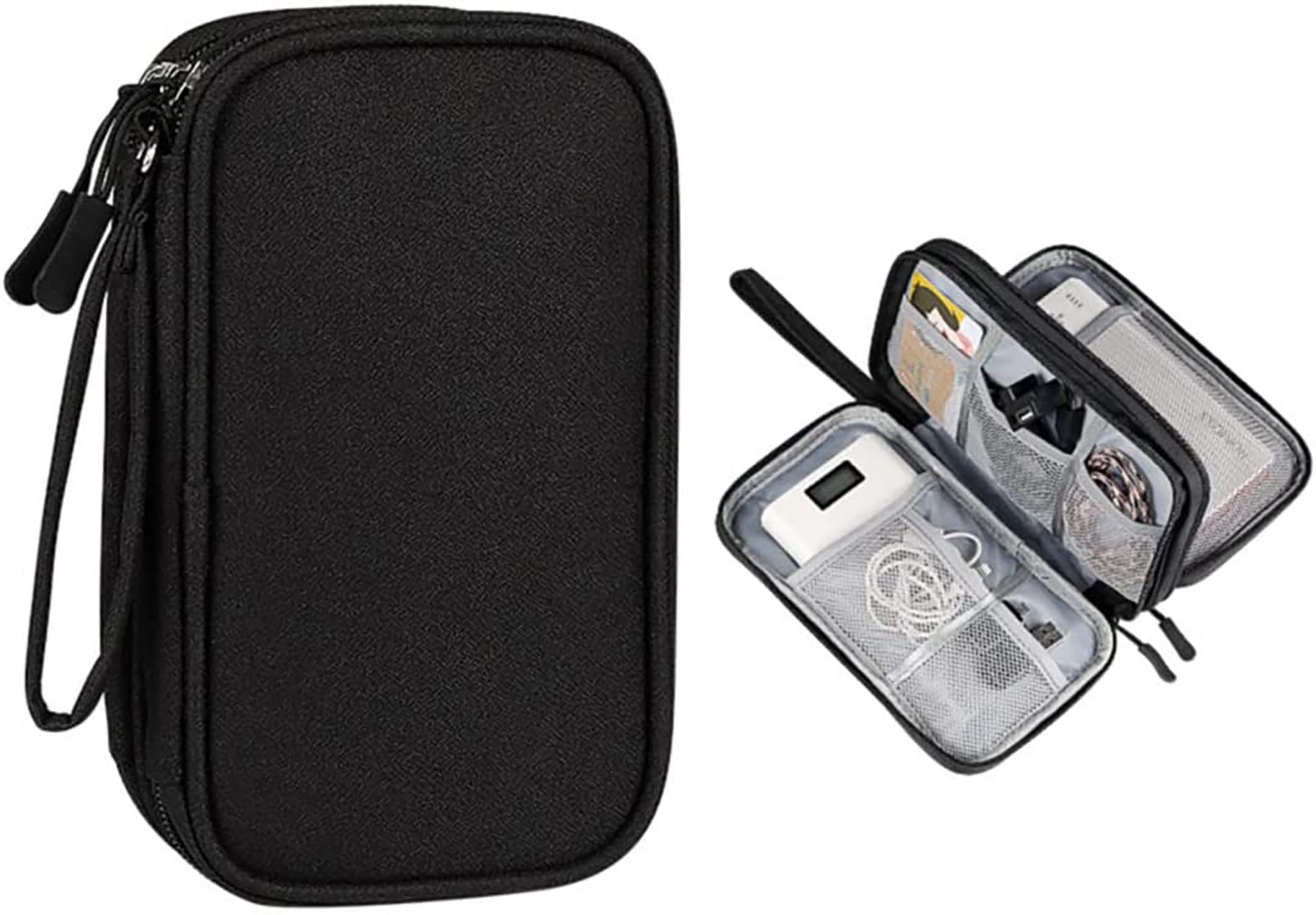 House of Quirk Electronics Accessories Organizer Bag, Portable Phone Accessories Storage Carrying Travel Case Bag for Charger USB Cables Earphone Flash Hard Drive (Black, Canvas) (B0C23J6Q2V) Amazon Price History, Amazon Price Tracker