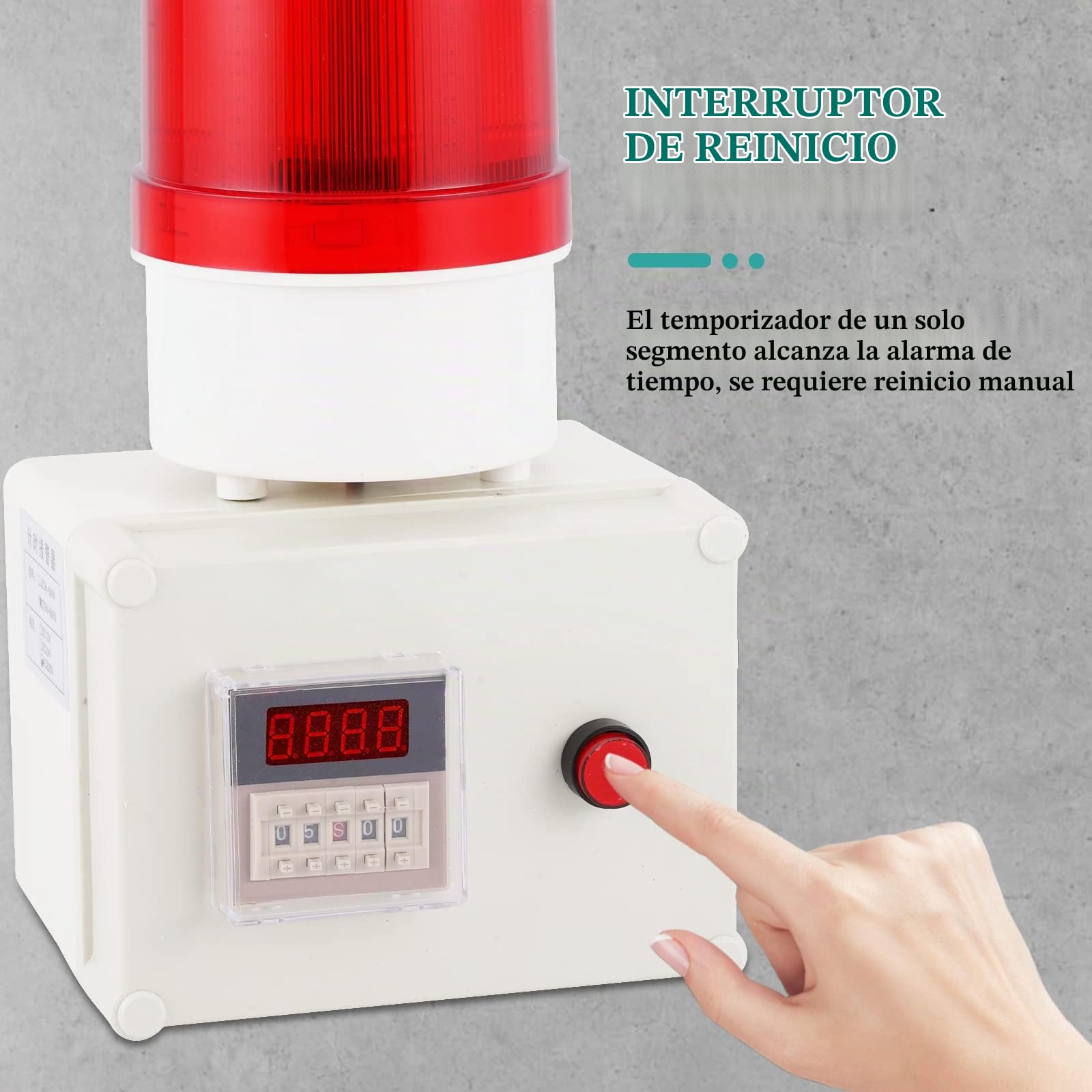 YJINGRUI 220V Sirena Alarma Industrial Sirena de Sonido con Luz Estroboscópica Zumbador con Función de Temporizar Temporizador Digital (Volumen:120dB, Modo de Temporización de Un Solo Tiempo)