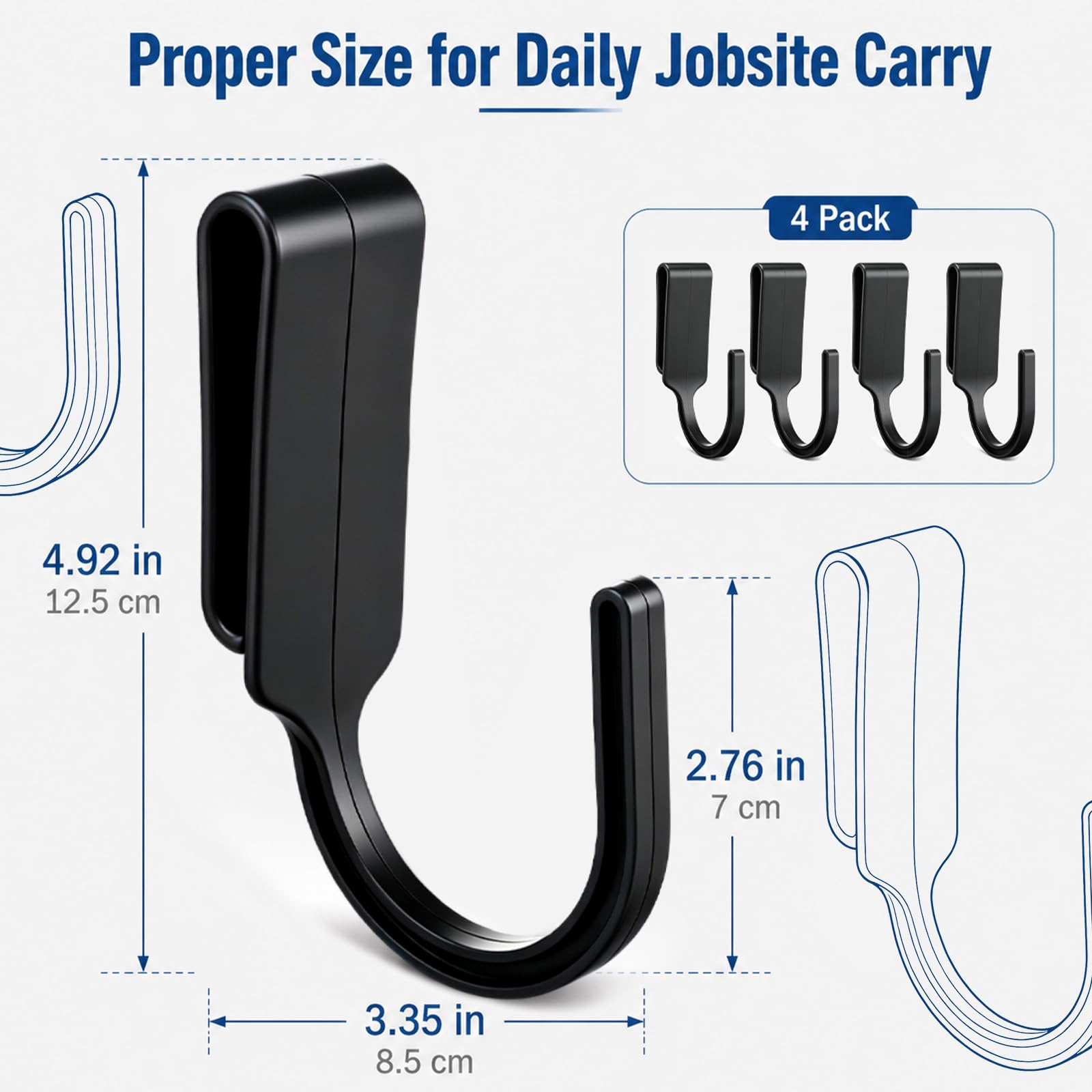 Novabright 4 ganchos para cinturón de herramientas de acabado de hormigón, gancho de herramientas para cinturones de trabajo, soporte duradero para taladro martillo, accesorios eléctricos, práctica