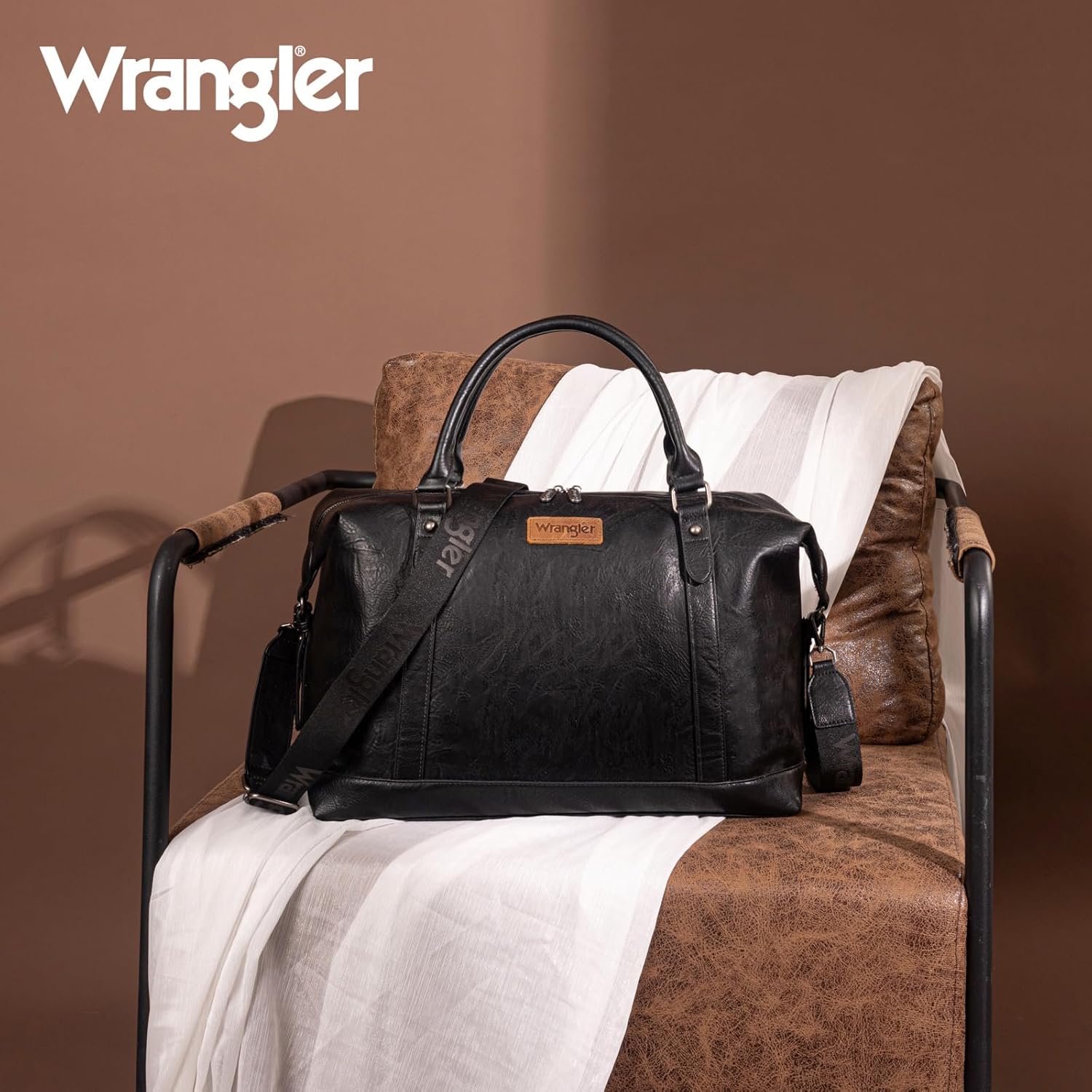Wrangler Duffel Bag Large Travel Weekender Bag for Women Waterproof Carry on Overnight Bag for Gym,Trips,Weekends,Black - Image 6
