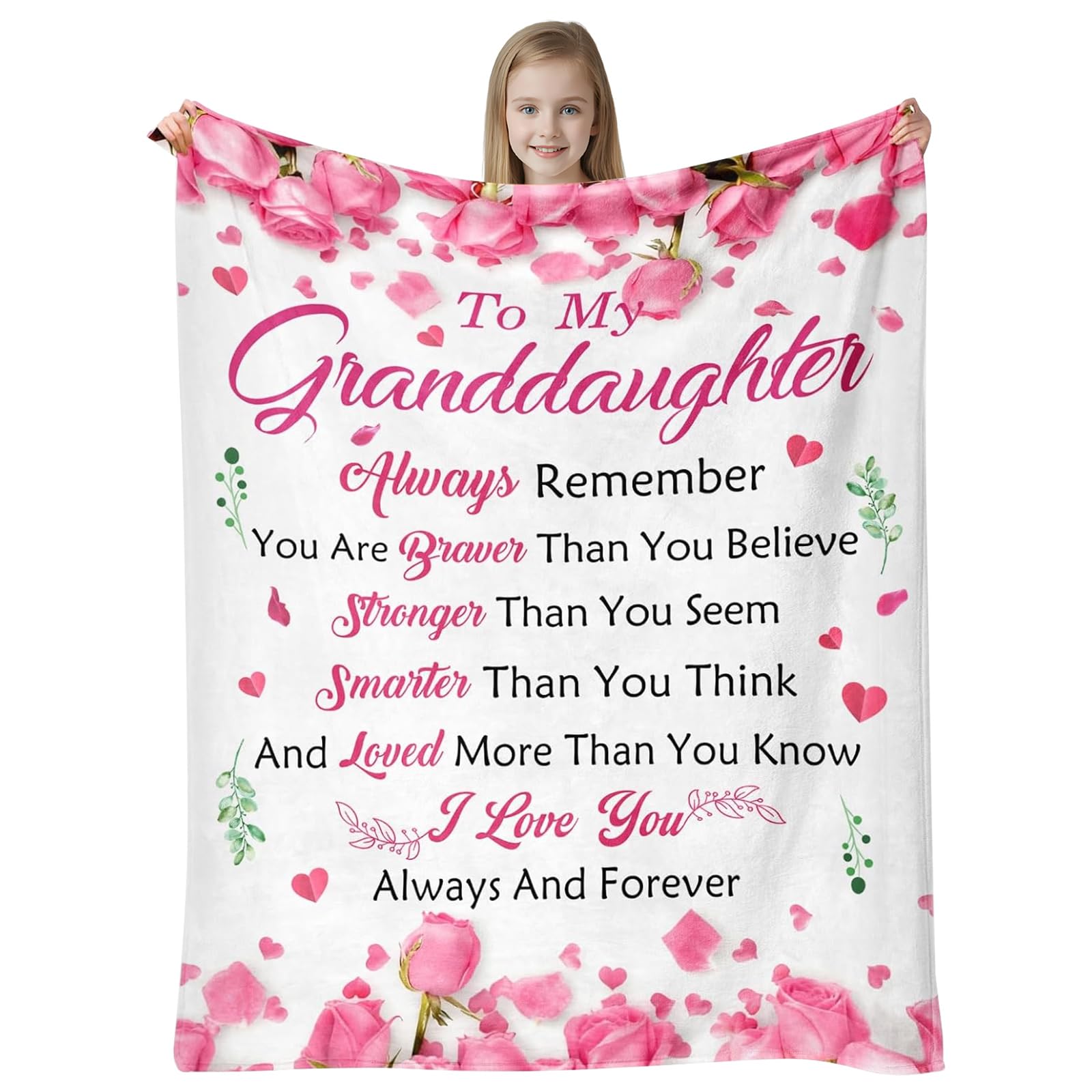 CECOMBINE Gifts for Granddaughter, Granddaughter Birthday Gift from Grandma Grandpa, Soft Flannel Blanket Throw for Granddaughter, Granddaughter Blanket On Birthday, Graduation,130x150cm