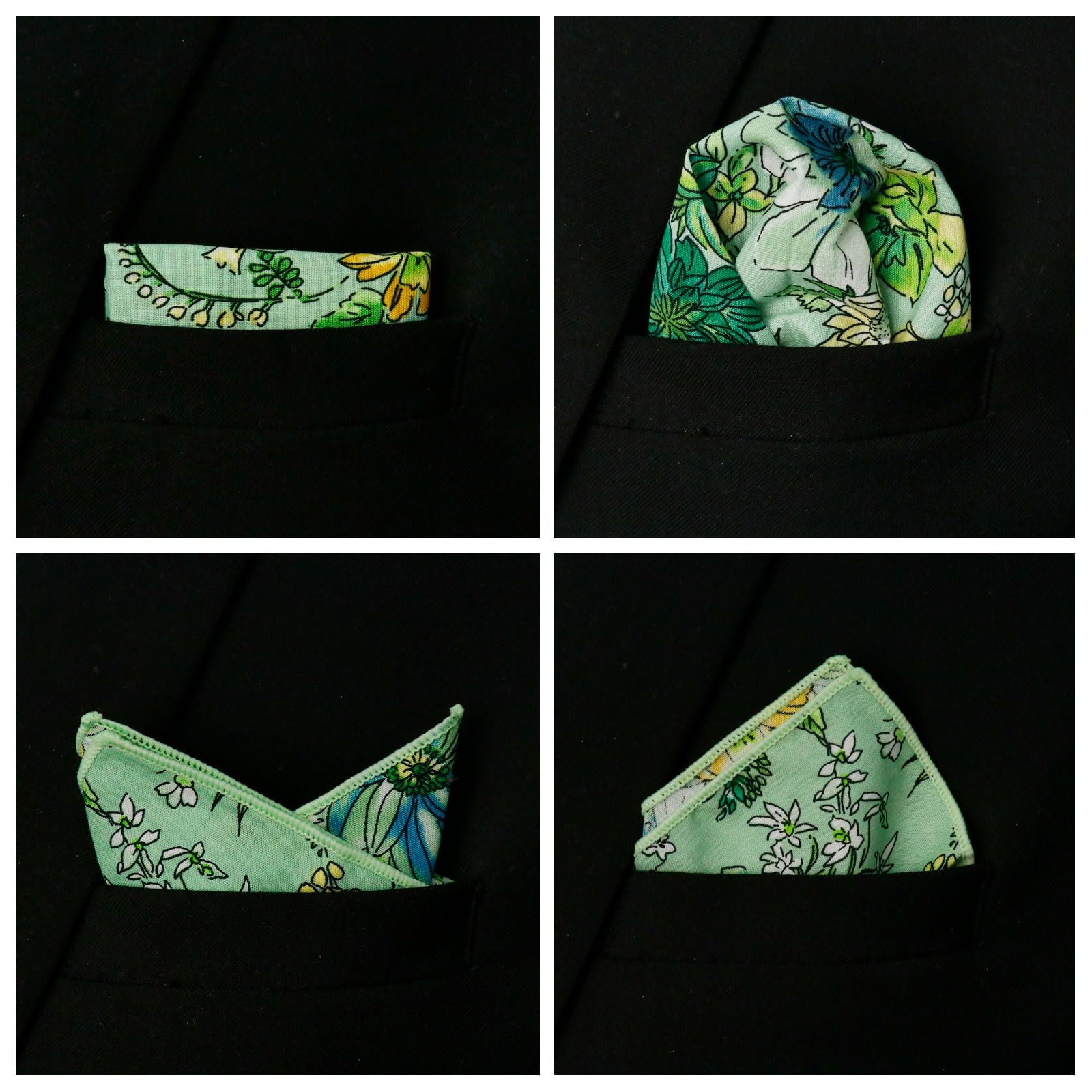 GHTIYLP Floral Pocket Squares for Men with Holder Printed Flower Mens Handkerchief Cotton Suit Pocket Hanky for Wedding
