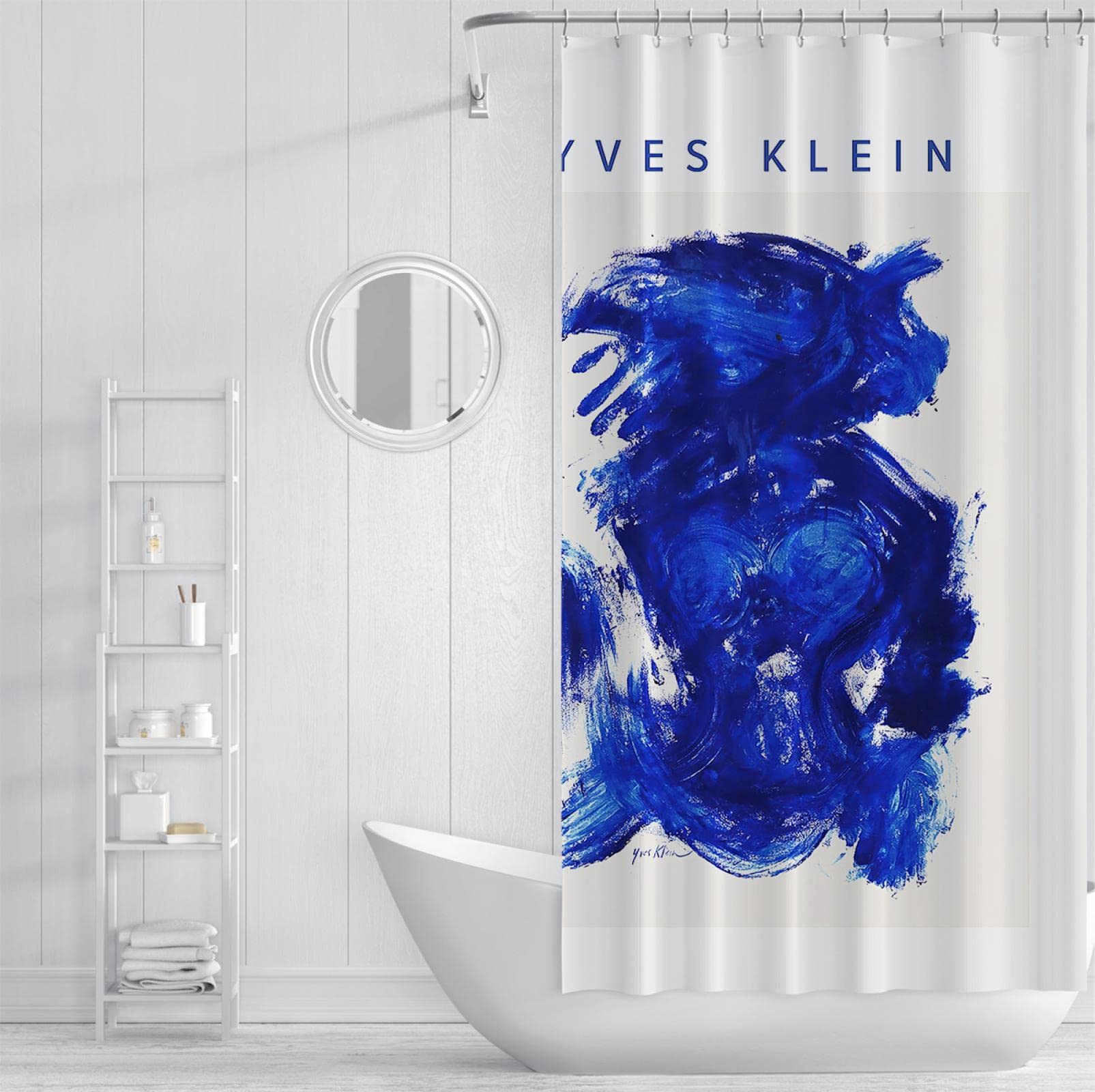 Cortina de Ducha Azul de Yves Klein Cortina de Ducha Abstracta con Ganchos Cortina de Ducha Brillante Moderna Cortina de Ducha Impermeable para baño W200xL220cm