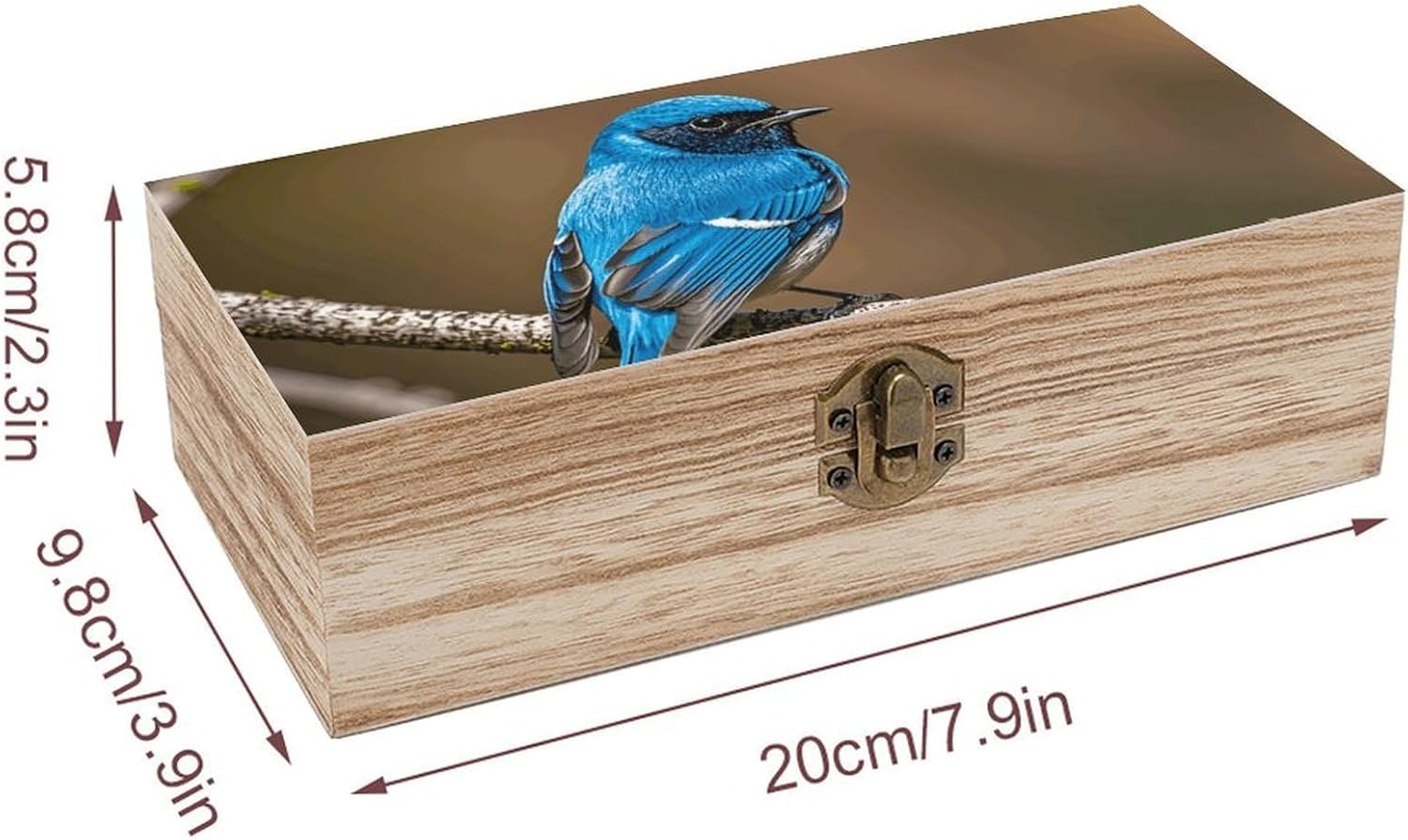 Vintage Wooden Storage Box with Front Clasp Keepsake Box with Lid image 2