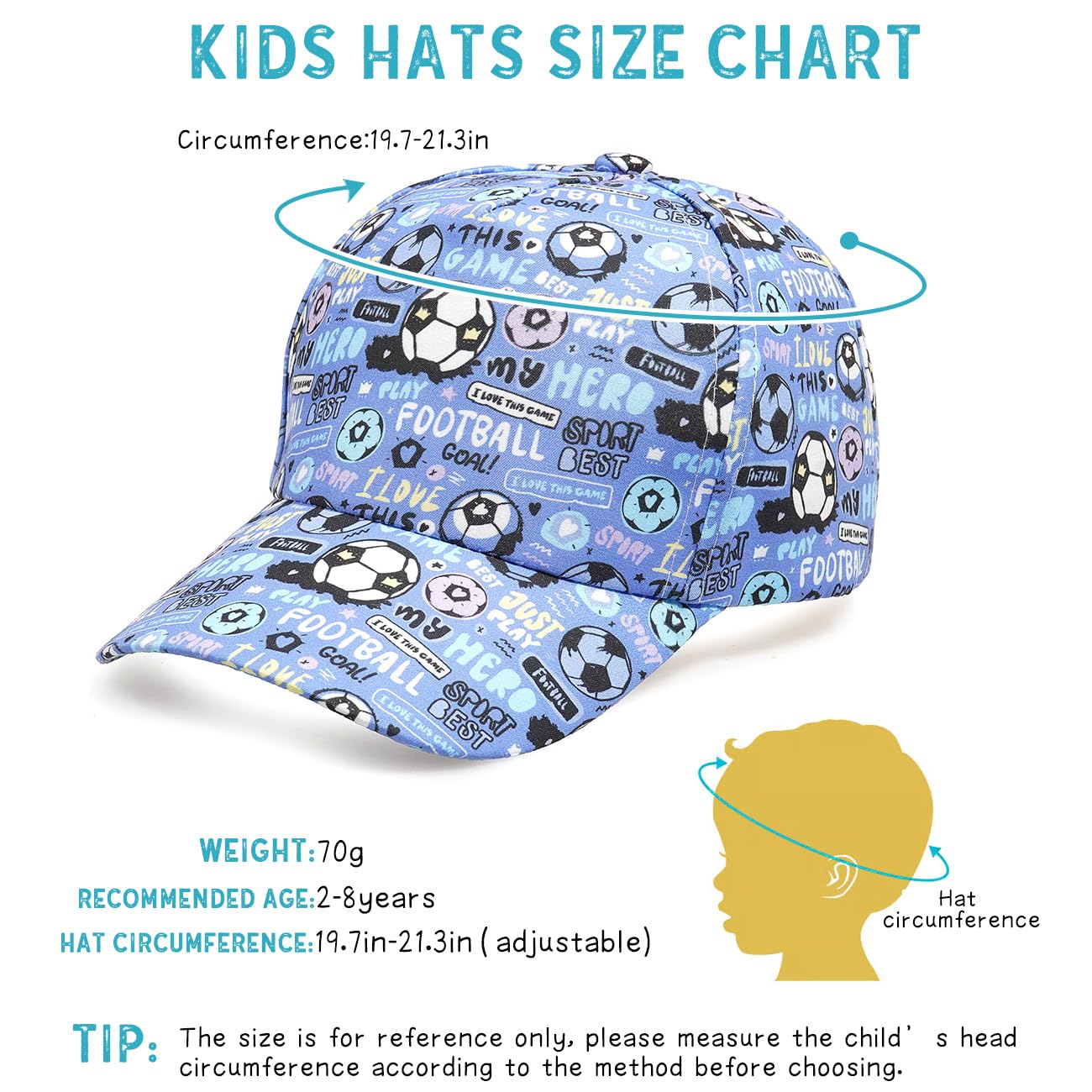 XYIYI Gorra de béisbol para niños de algodón, sombrero de sol ajustable, gorra de visera deportiva para niños de 2 a 8 años