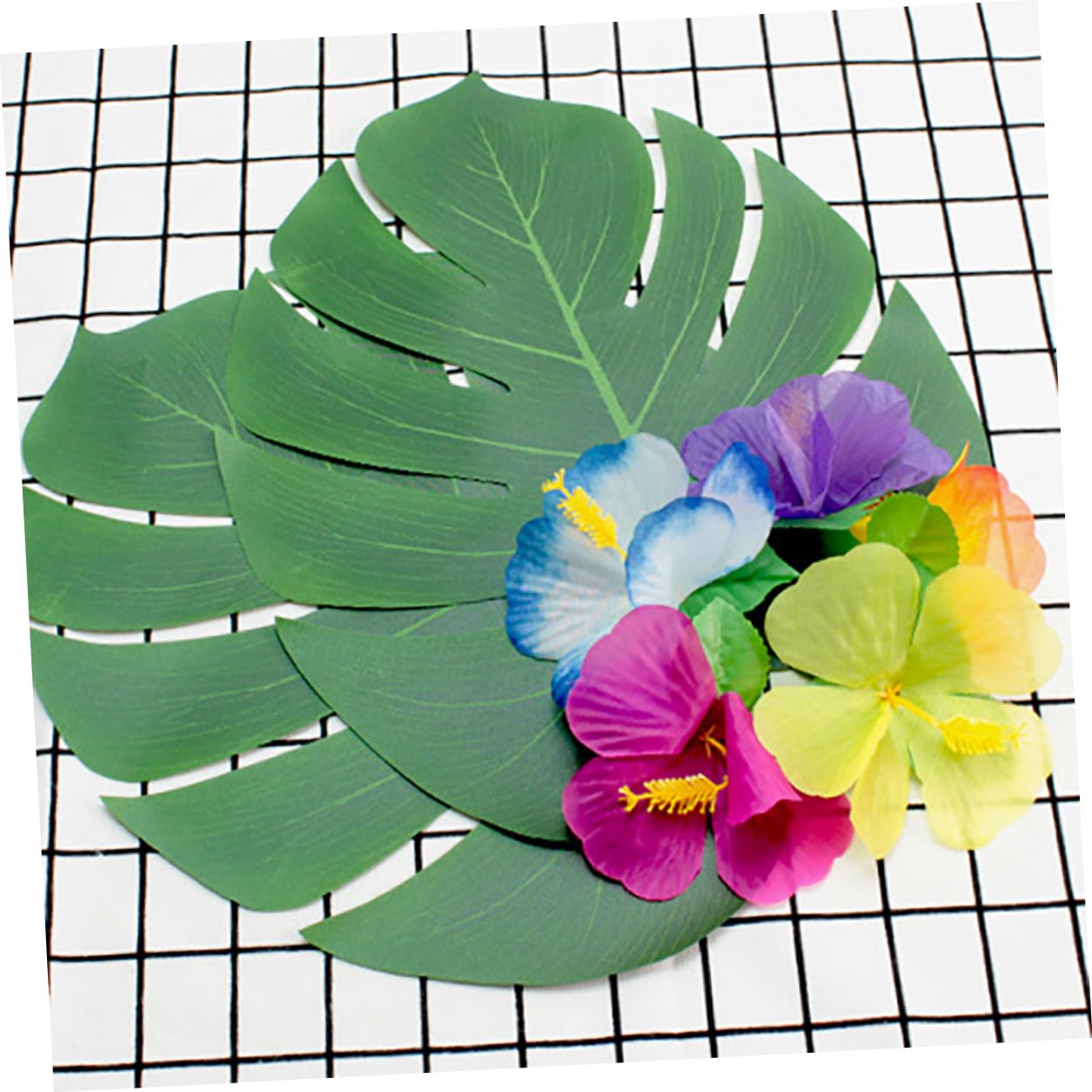DOITOOL 72stücke Simulationsblume aus Stoff Hawaii Kunstblumen als Tropische Blumendekoration für Sommerfest und Hawaii Desktop Dekoration als Fotorequisite und Zufällige Farbe