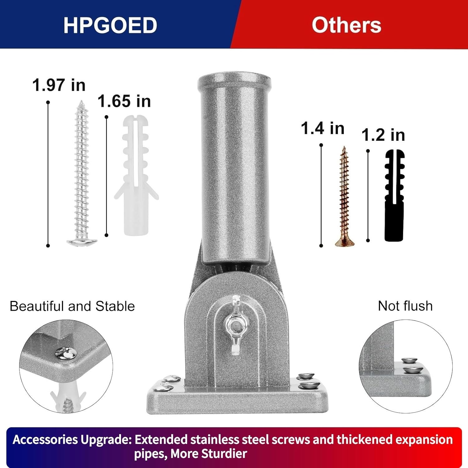 Flag Pole Kit, 6 FT Flag Pole for Outside House, with Heavy Duty Holder Bracket, Aluminum Alloy Tangle Free Rings, Thickened Stainless Steel Flagpoles for Residential, Outdoor or Porch, 1 Inch Silver