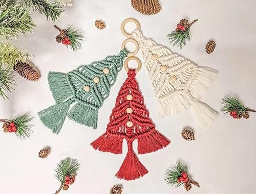 Miniatura 2 de Kit de macramé para árbol de Navidad kit de árbol de Navidad de macramé kit de árbol tejido de macramé de Navidad árbol tejido de macramé adornos