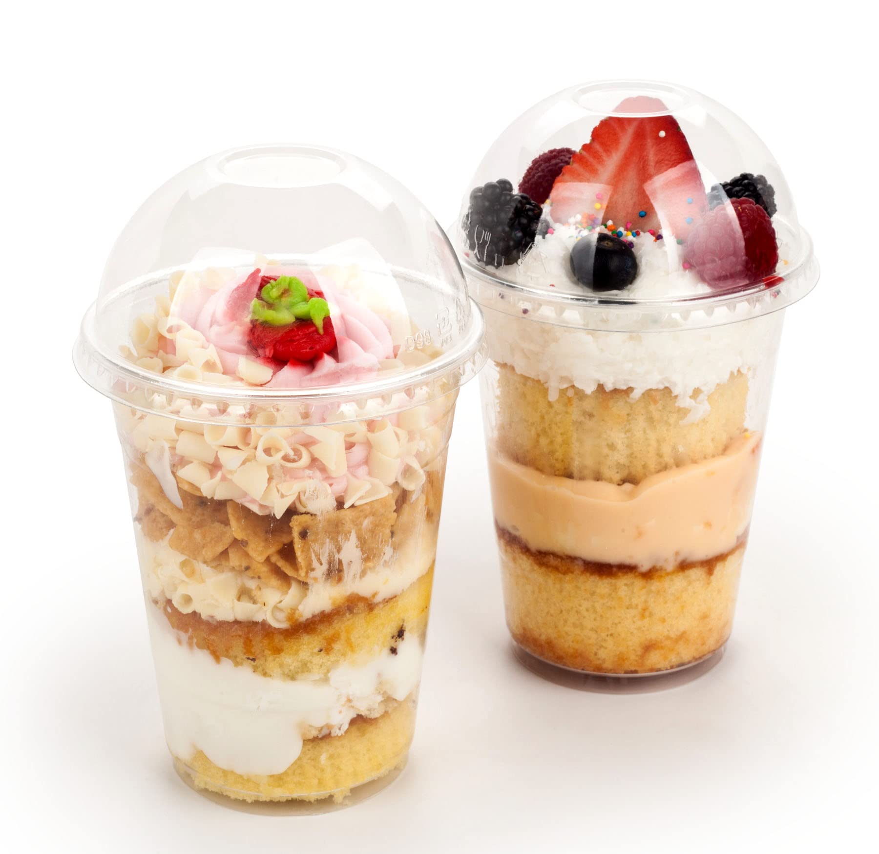 Golden Apple 16oz Clear Plastic Cups with Dome Lids, 30-Pack