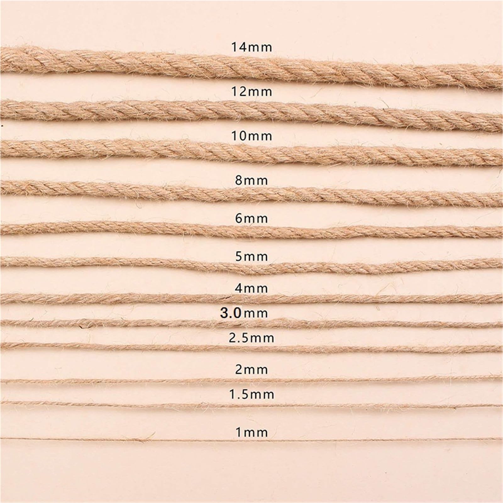 50m 1mm-10mm Juteseil Hanfseil Schnur Makramee Schnüre for Handwerk DIY Heimdekoration Für Camping Garten