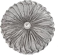Vista 16 de Almohada redonda de terciopelo de 15 x 15 pulgadas, plisada, redonda, rellena de calabaza, para el hogar, para sofá, silla, cama, suelo de Verde
