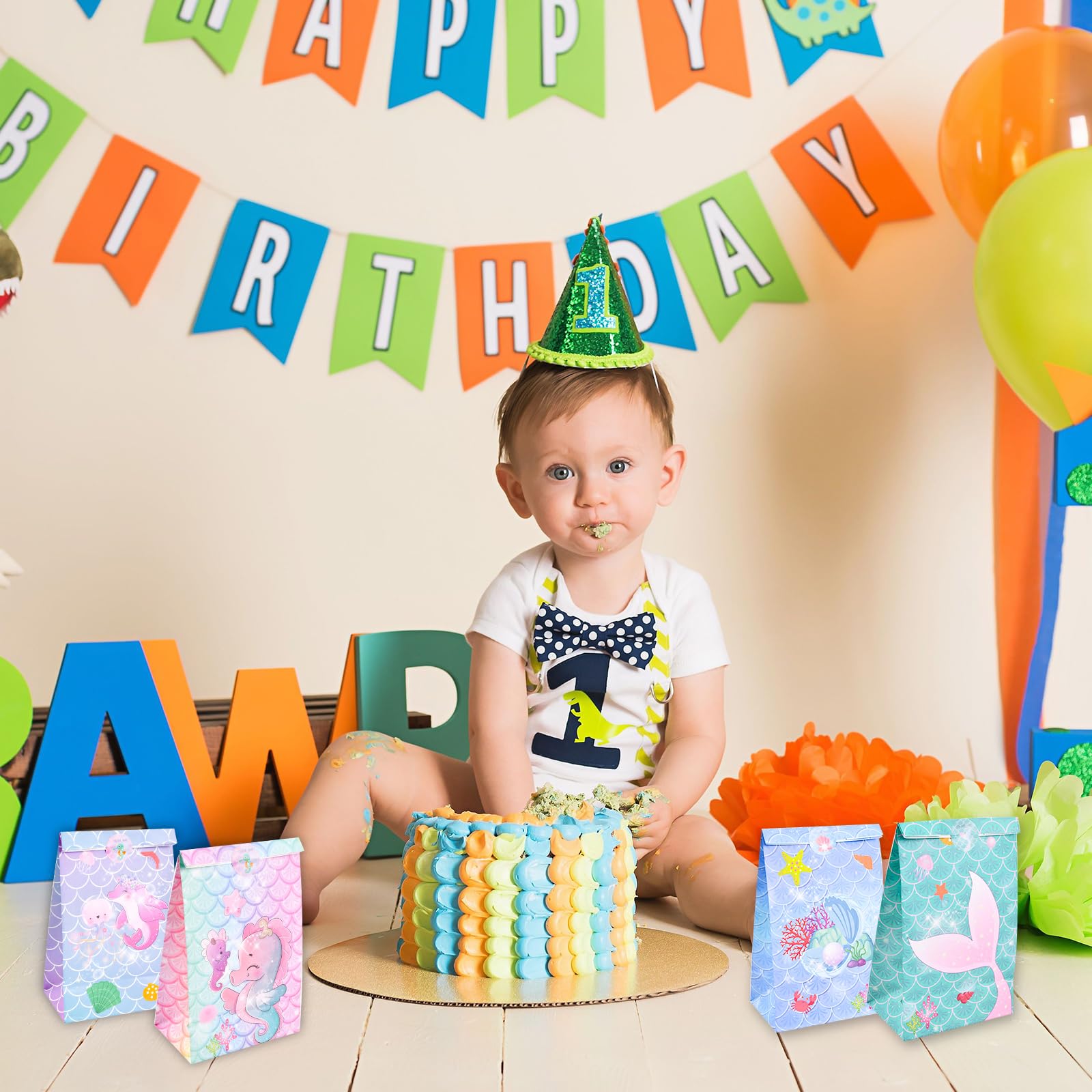 72 Sacchetti Regalo In Carta Kraft Con Pois E Strisce Arcobaleno + Adesivi Per Compleanno, Matrimonio, Baby Shower