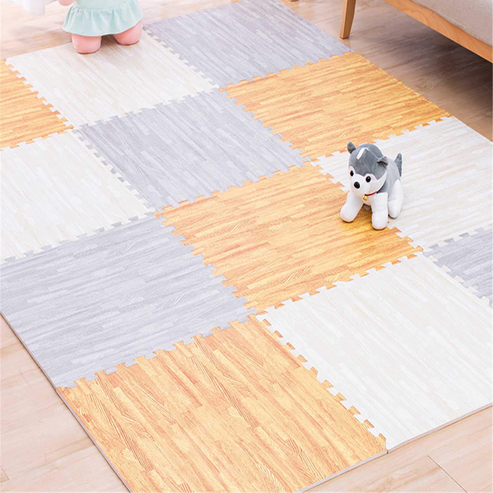 Tappetino da Gioco per Bambini in Schiuma, Morbido Tappetino da Gioco Ad Incastro in Schiuma Eva - Protezione del Pavimento, per Esercizi in Garage Sala Giochi per Yoga,White+Khaki+Gray,10
