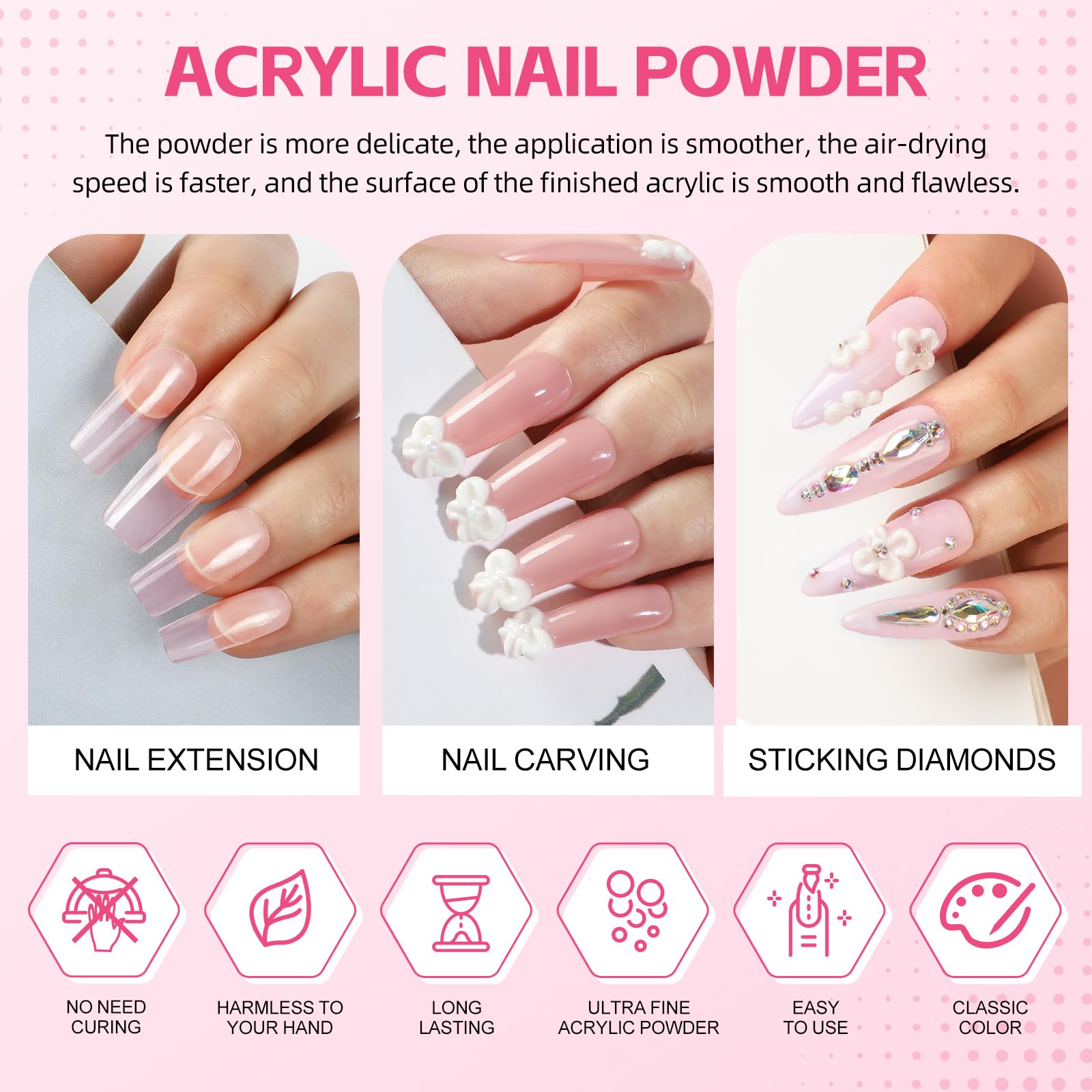 Coscelia Kit Uñas Acrílicas, 15pcs Polvo Acrilico para Uñas Profesional Acrilicas Uñas Iris Colores, Uñas Extensión Kit con Nail Art Supplies DIY Nail Art Design Salón