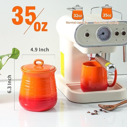 Miniatura 2 de Hasense Kitchen Canisters - Tarro de cerámica para almacenar alimentos, tarro de galletas con tapa hermética para encimera, elegante recipiente de