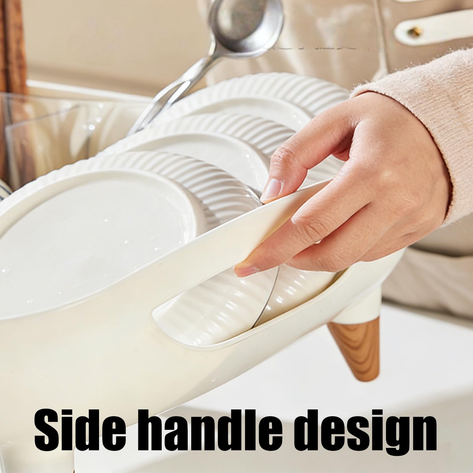 Organizadores de cocina multifuncionales con boquilla de drenaje y escurridor de gran capacidad para platos, cubiertos, vasos, escurridor