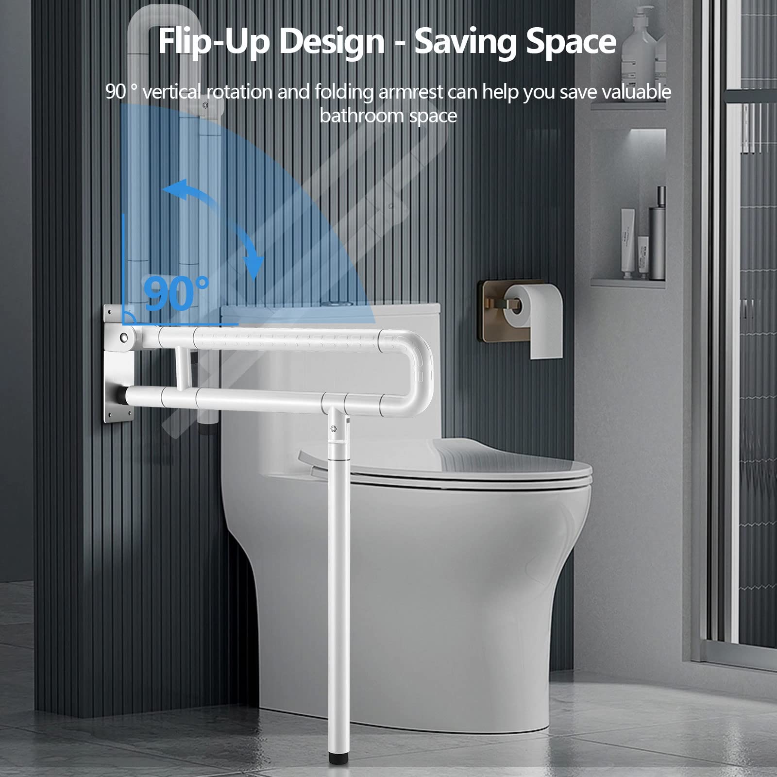 Asa De Seguridad para Baño De 60 Cm Agarrador Ducha Personas Mayores Agarraderas Baño Asidero Ducha Barra de Apoyo para Inodoro 300-350 Kg