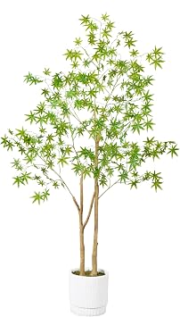 Nearly Natural 6ft. Artificial Maple Tree with White Planter