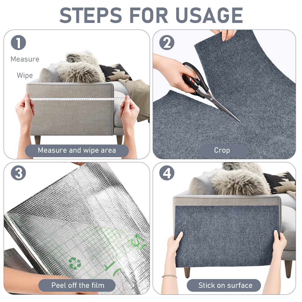 Adiwo Tappeto Tiragraffi Gatti, 30 * 100cm Tappetino Tiragraffi per Gatti Autoadesivo, Proteggi Divano Gatti Graff, per Parete e Angolo, Protegge Tappeti e Divani(Grigio chiaro)