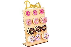 12 Peg Donut Wall Stand, Donut Display Board for Party, Dessert Table Decoration (Wood)