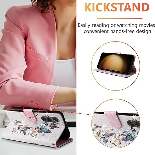 Miniatura 2 de UEEBAI Funda tipo cartera para Samsung Galaxy A16 4G5G, piel sintética, función atril, bloqueo RFID, ranuras para tarjetas, correa de muñeca, patrón