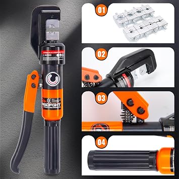Hydraulic Crimping Tool, Hydraulic Hand Crimper Tool & Cable Cutter Kit | Compatible with 1/16 to 3/16 Stainless Steel Cable | Includes 9 Dies for 12 AWG to 2/0 Gauge Wires
