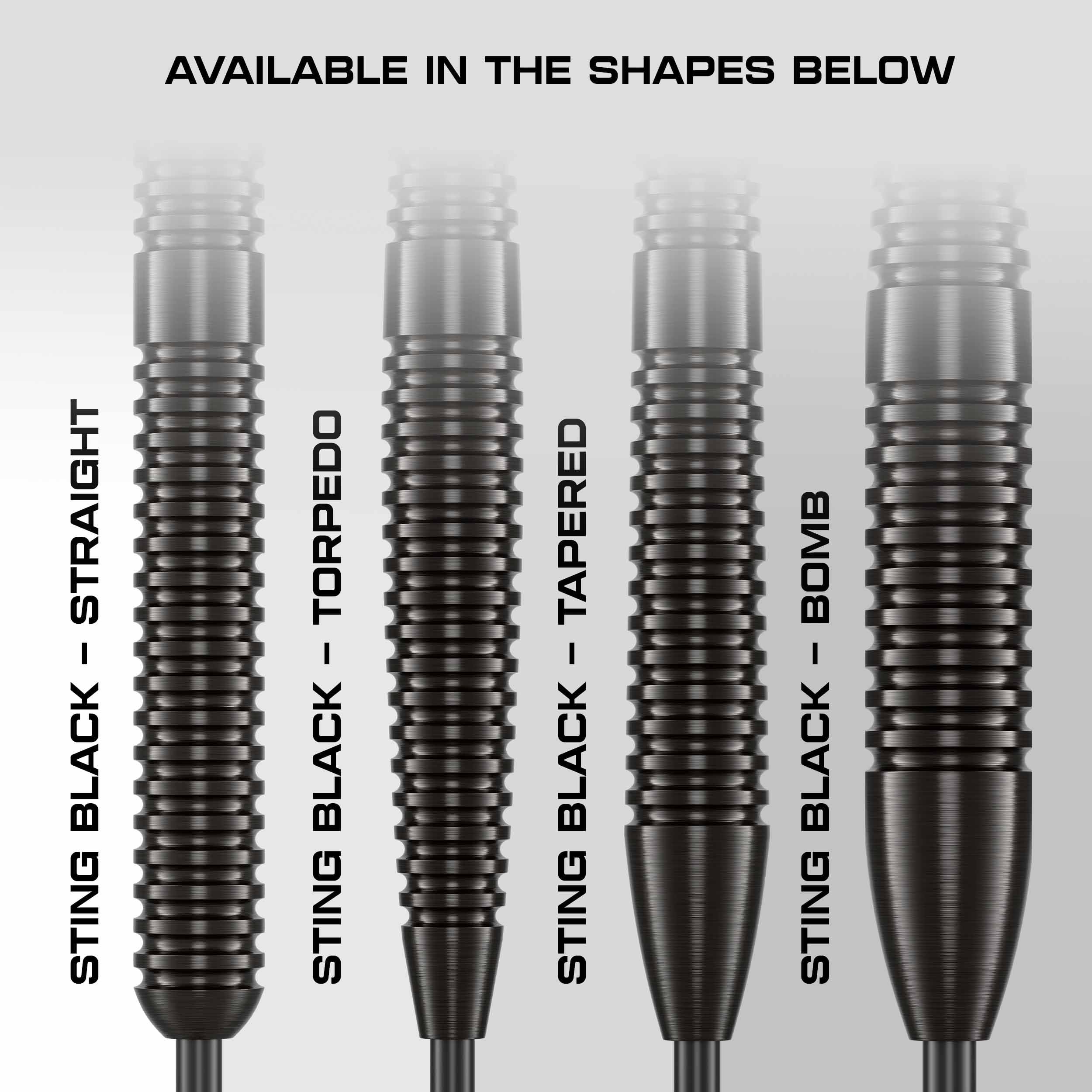 KOTO – Sting Black Tapered 90% Tungsten Rzutki, 28G, Czarny, Steel Tip