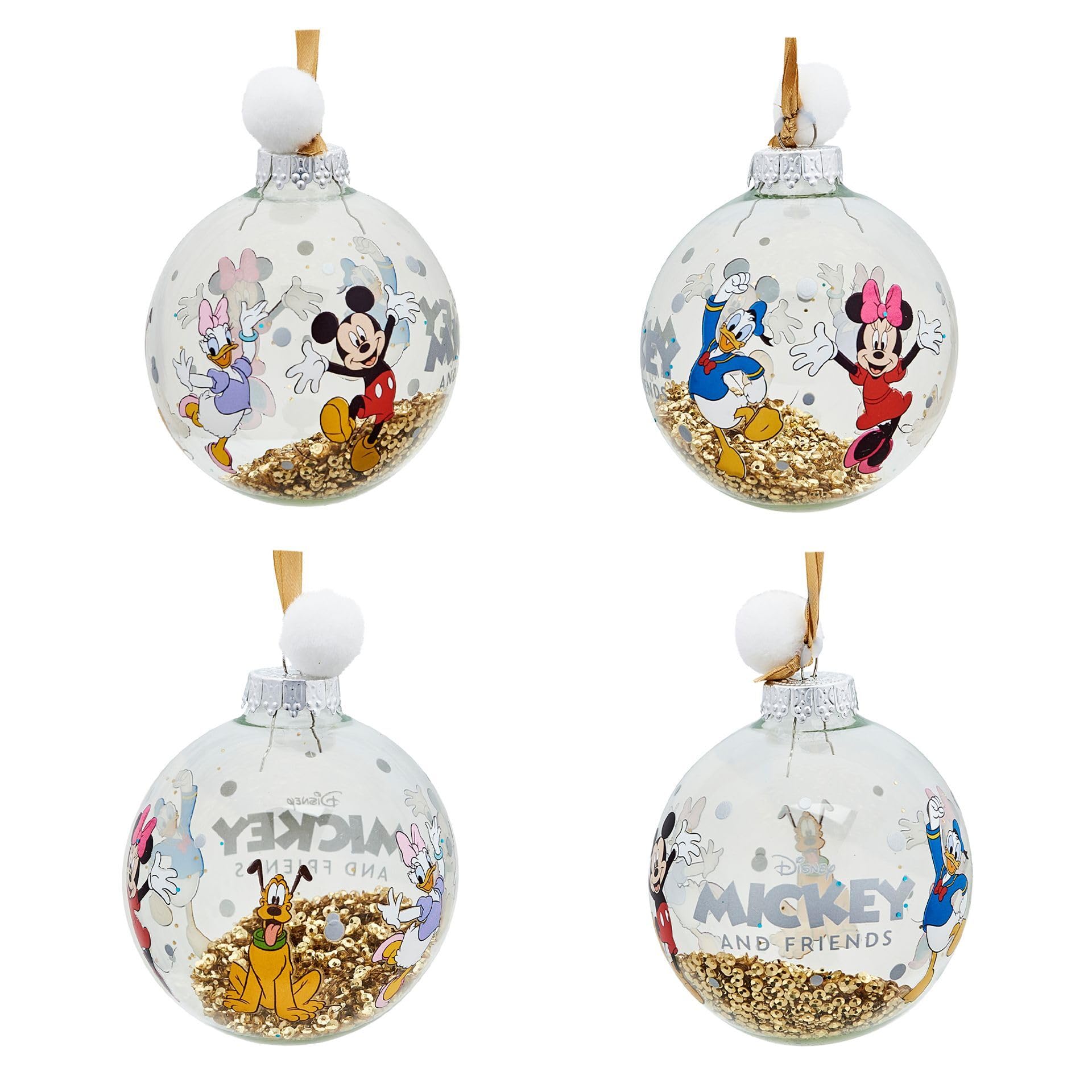 Disney - Set di 7 palline per albero di Natale, Topolino e Minnie, Paperino e Paperina, Pippo e Plutone, con licenza ufficiale, ornamento natalizio.