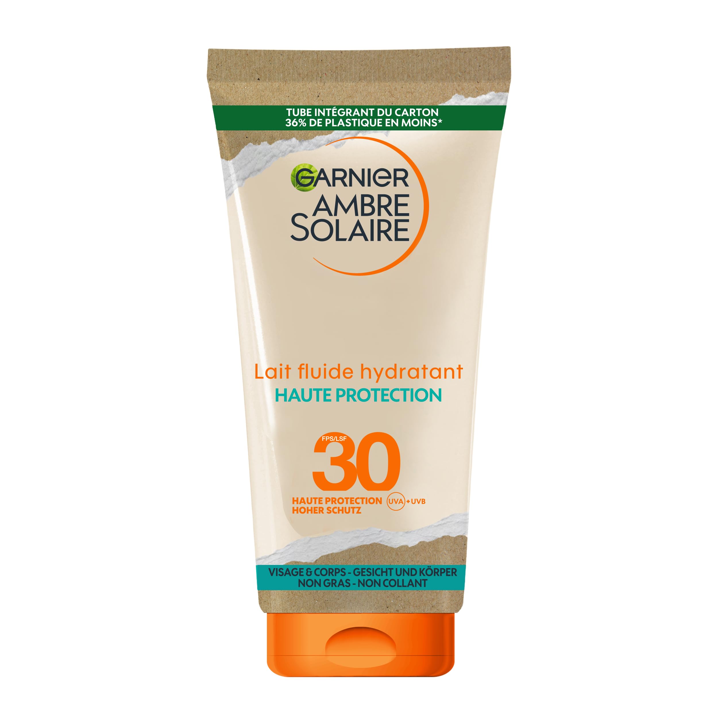 Garnier GARNIER Ambre Solaire mleko nawilżające, wysoka ochrona przed słońcem, SPF 30, ochrona przed promieniowaniem UVA i UVB, nawilżanie przez 24h, wodoodporne, niewidoczne wykończenie, twarz i