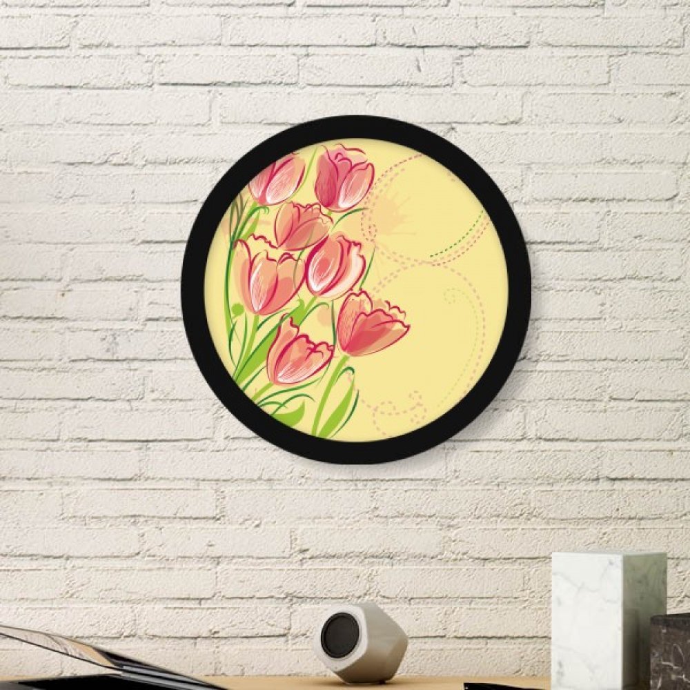Cadre photo rond tulipe noire en bois pour decoration originale