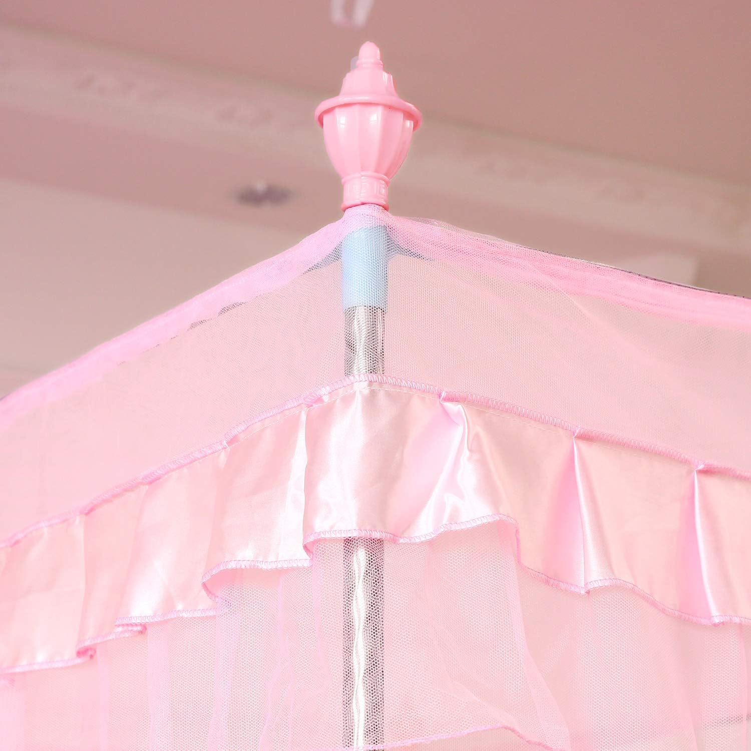 Mengersi Pink 4 Corners Post Canopy Bed Curtains Queen Size for Girls Adults Bed Canopies Drapes Mosquito Net -Bedroom Decoration Accessories : Everything Else