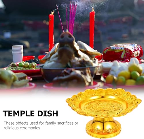 Miniatura 9 de Plato de fruta de altar de Buda 2 bandejas de plato para servir homenaje, ofrece postres de frutas y aperitivos para el templo del altar de Buda,