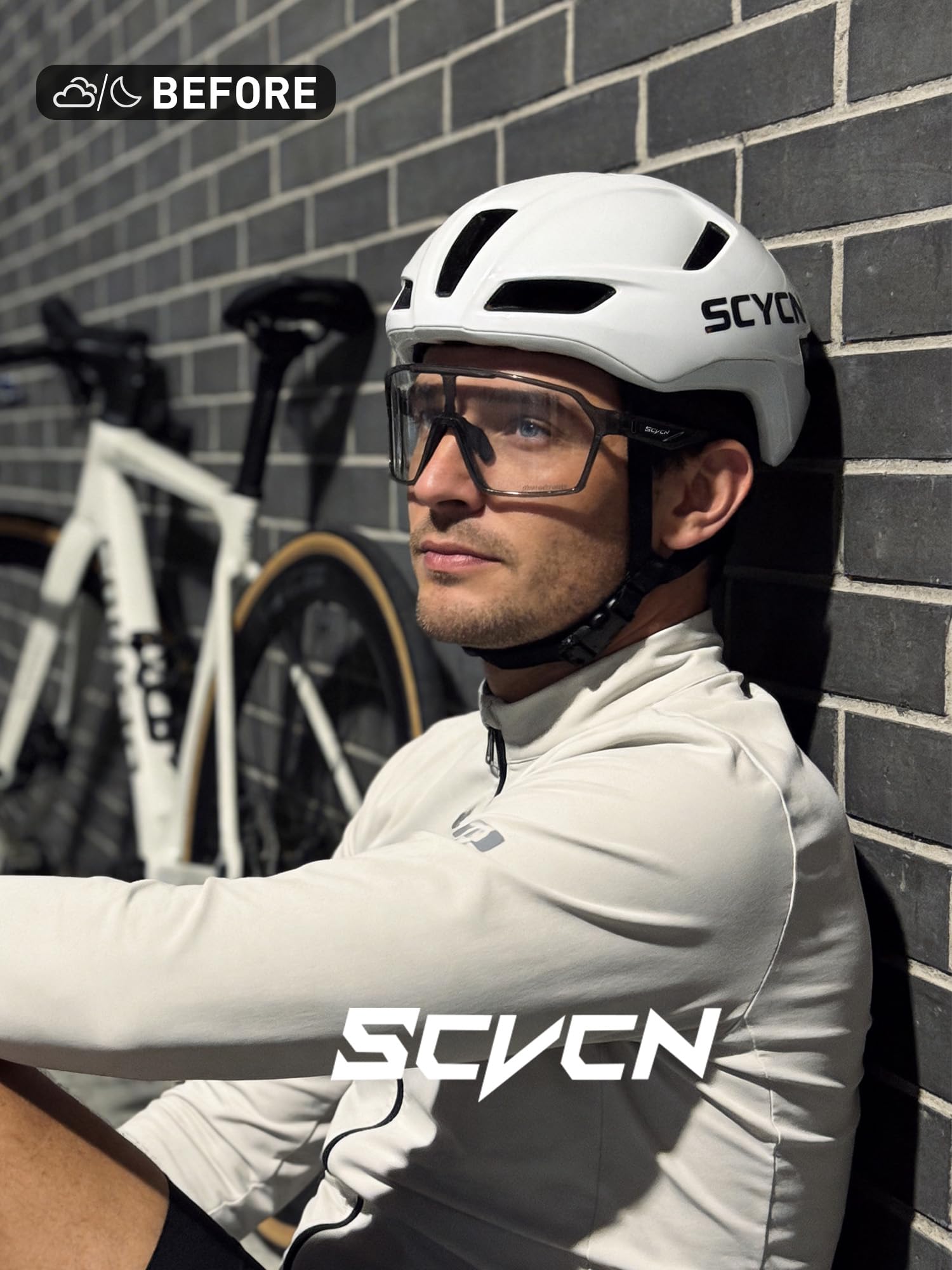 SCVCN Fahrradbrille Selbsttönend Herren Damen MTB Brille Photochrome Rennrad Sonnenbrille Klar Sportbrille Radsport Sport & Freizeit