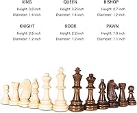 Vista 2 de Vamslove Piezas de Ajedrez de Madera Pesadas Solamente - Rey de 3.8'' - 2 Reinas Extra - 34 Piezas de Ajedrez de Madera de Torneo para Juego