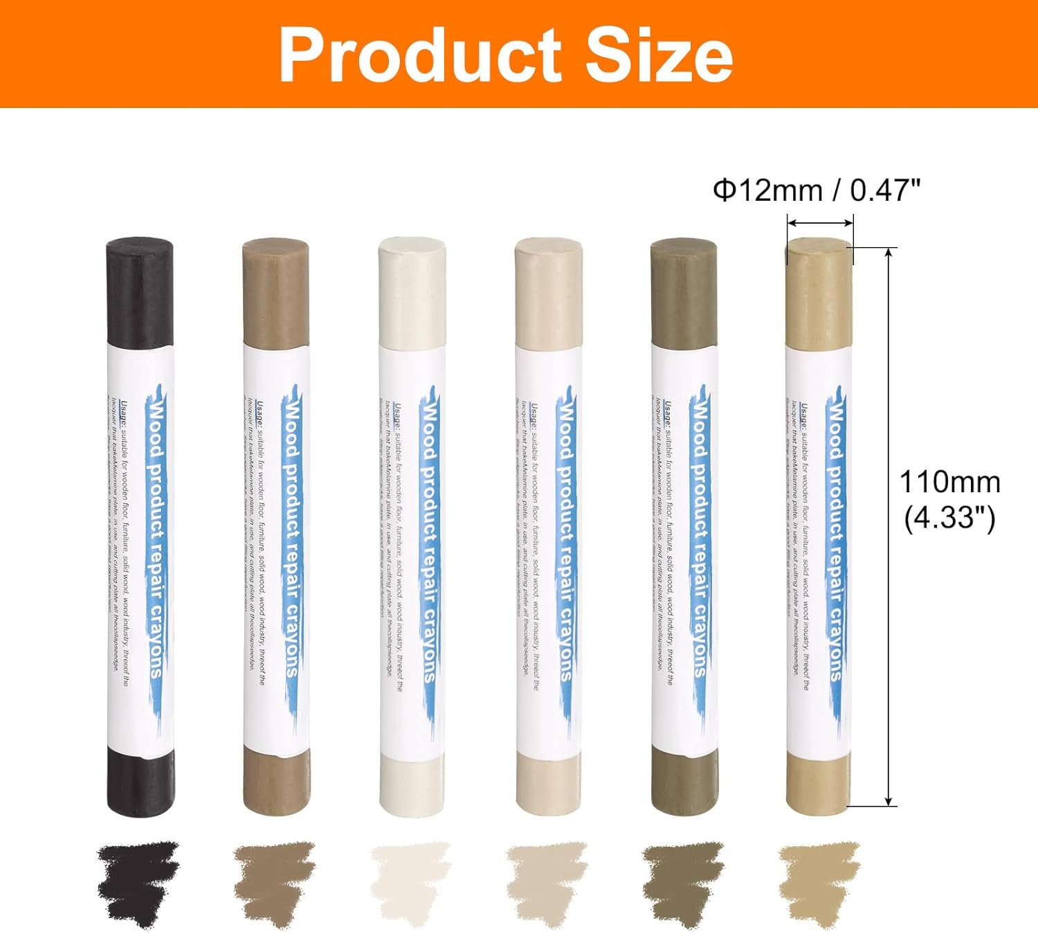 Generic Wood Filler Sticks 6 Colors Wooden Wax Touch Up Furniture Repair Crayons for Light Brown Gray, Deep Mellow Yellow, Dim Gray, Deep Chocolate, Light Dim Gray, Light Taupe