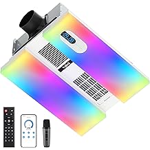Bathroom Exhaust Fan with Heater, Light, Bluetooth Speaker and Odor &amp; Humidity Sensors, 230 CFM Quiet Ceiling Fan with 3 Dynamic RGB Lighting, 3CCT - Remote App Control - Works with Alexa