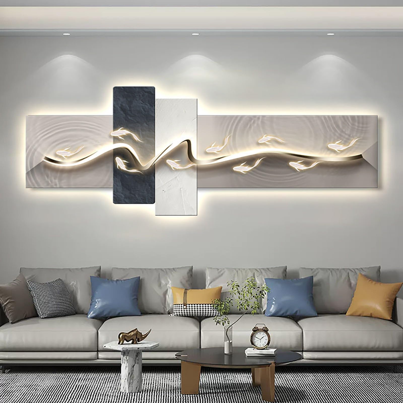 Sculpture paysagère moderne LED 3D pour une décoration intérieure élégante
