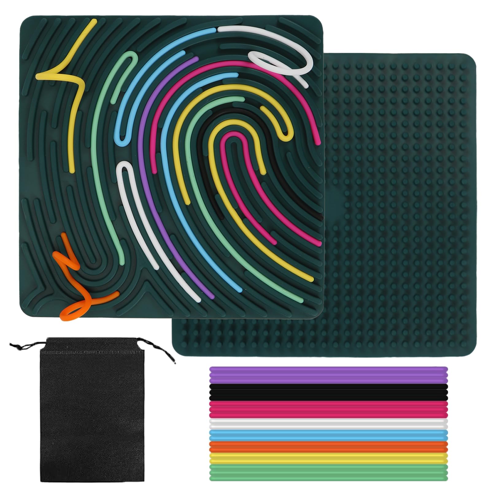 HUKUMA Sensorik Spielzeug Activity Board,Silicone Sensory Fidget Toys,Doppelseitiges Spielzeug Zur Autismus, Stress, ADHD, Anxiety Spiele Play Toy mit Reisetasche & 20 Schnüren