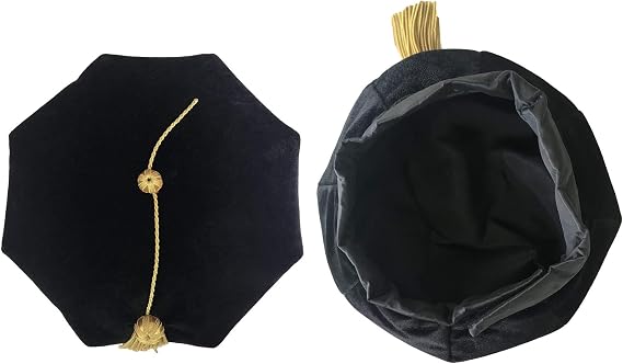 Newrara Doctoral Graduation Gown with 8-Sided Velvet Tam Set