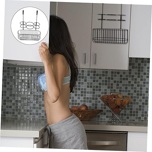 Miniatura 4 de Housoutil Soporte para secador de pelo, soporte para soplador de pelo de metal, organizador de despensa para colgar sobre la puerta, soporte de