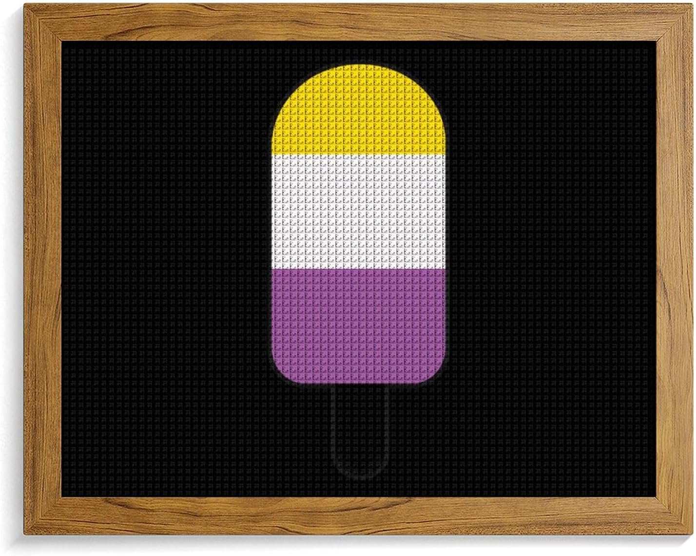 Non-Binary Flag Popsicles Printed Diamond 5D Painting Kits DIY Full Drill Crafts for Home Wall Decor 16x20 Inch Yellow Wood 50 * 40cm