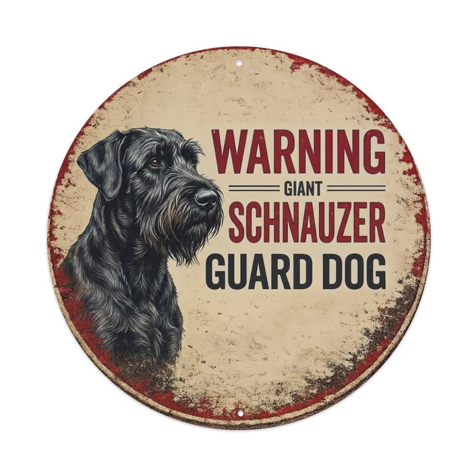 Metal Tin Sign Vintage Warning Giant Schnauzer